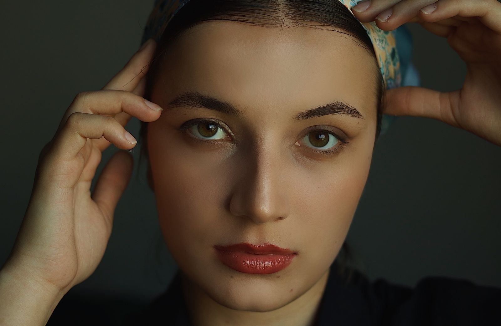 Close-up of photo retouching in progress